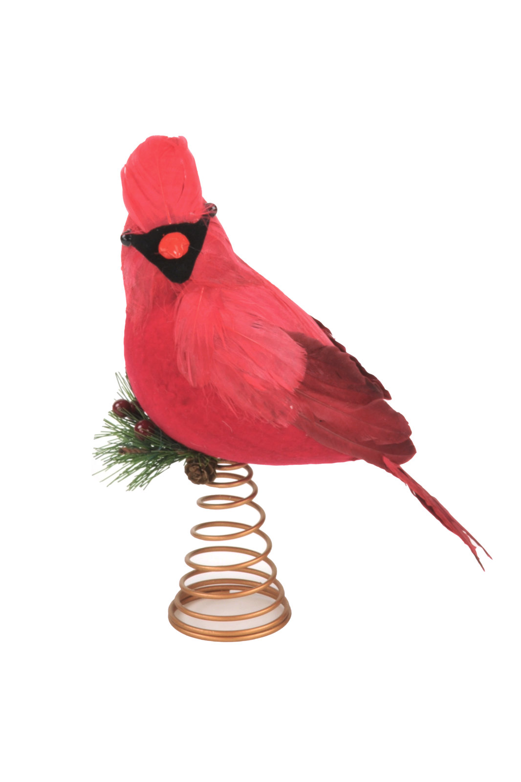 Holly Feather Cardinal Tree Topper